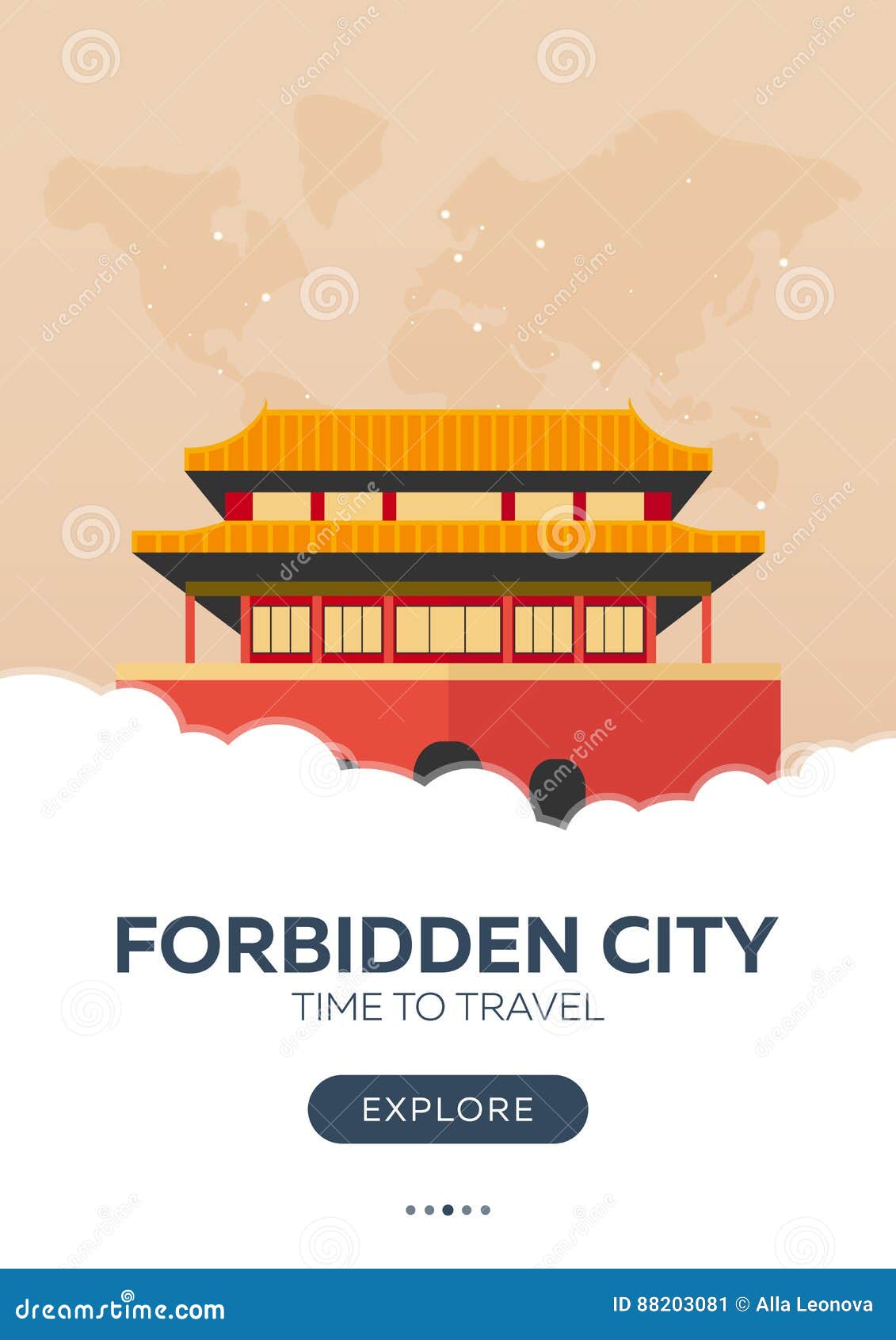 China Beijing Forbidden City Time To Travel Travel Poster Vector coordinated-universal-time-utc