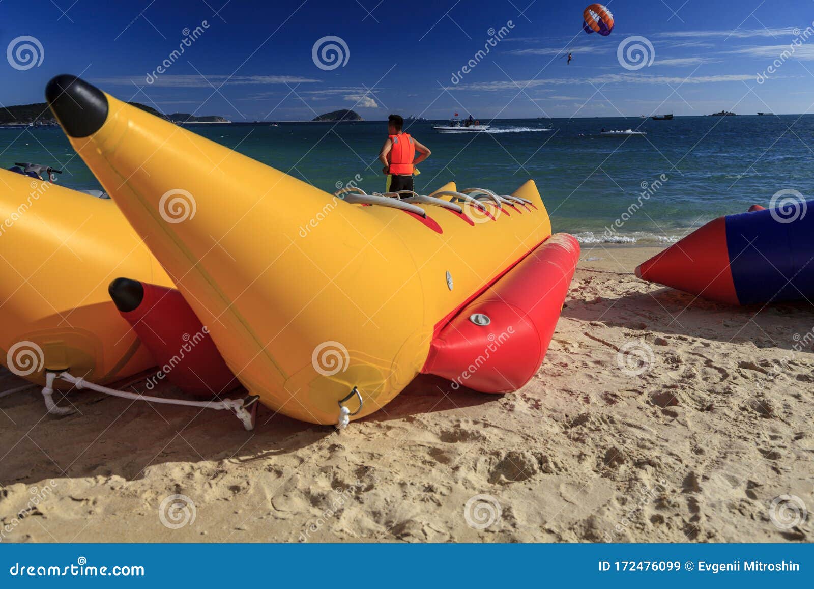 Yalong Bay the Best Beach in Hainan Island Banana Boat Lay on the Beach ...