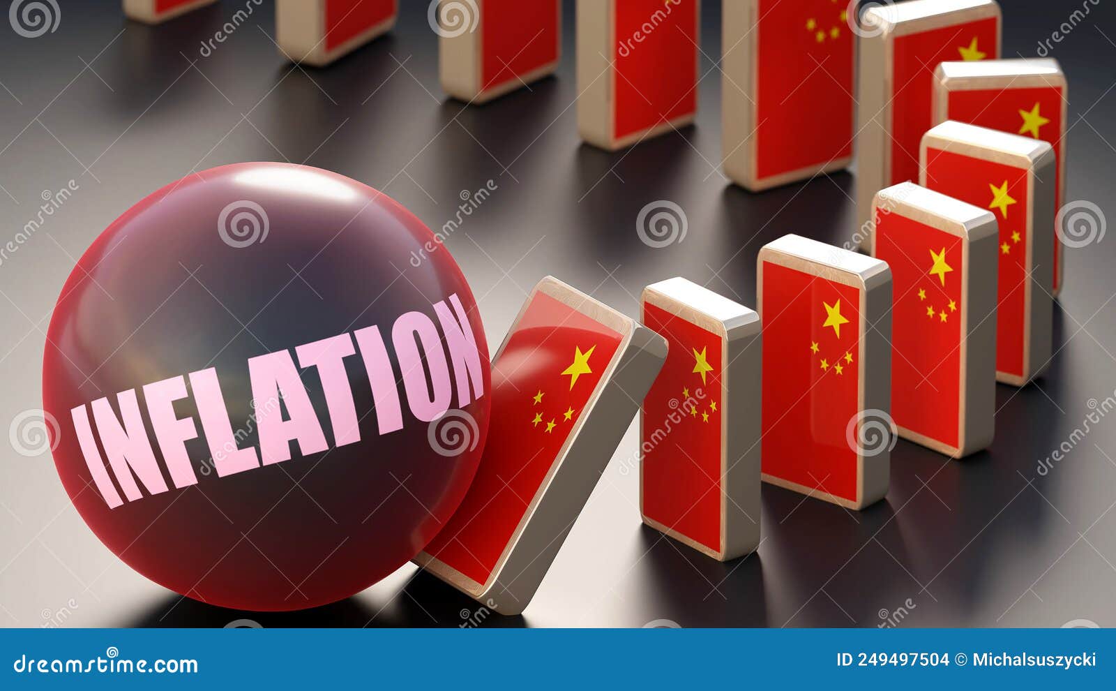 China Decline and Possible Fall of Inflation Stock Illustration