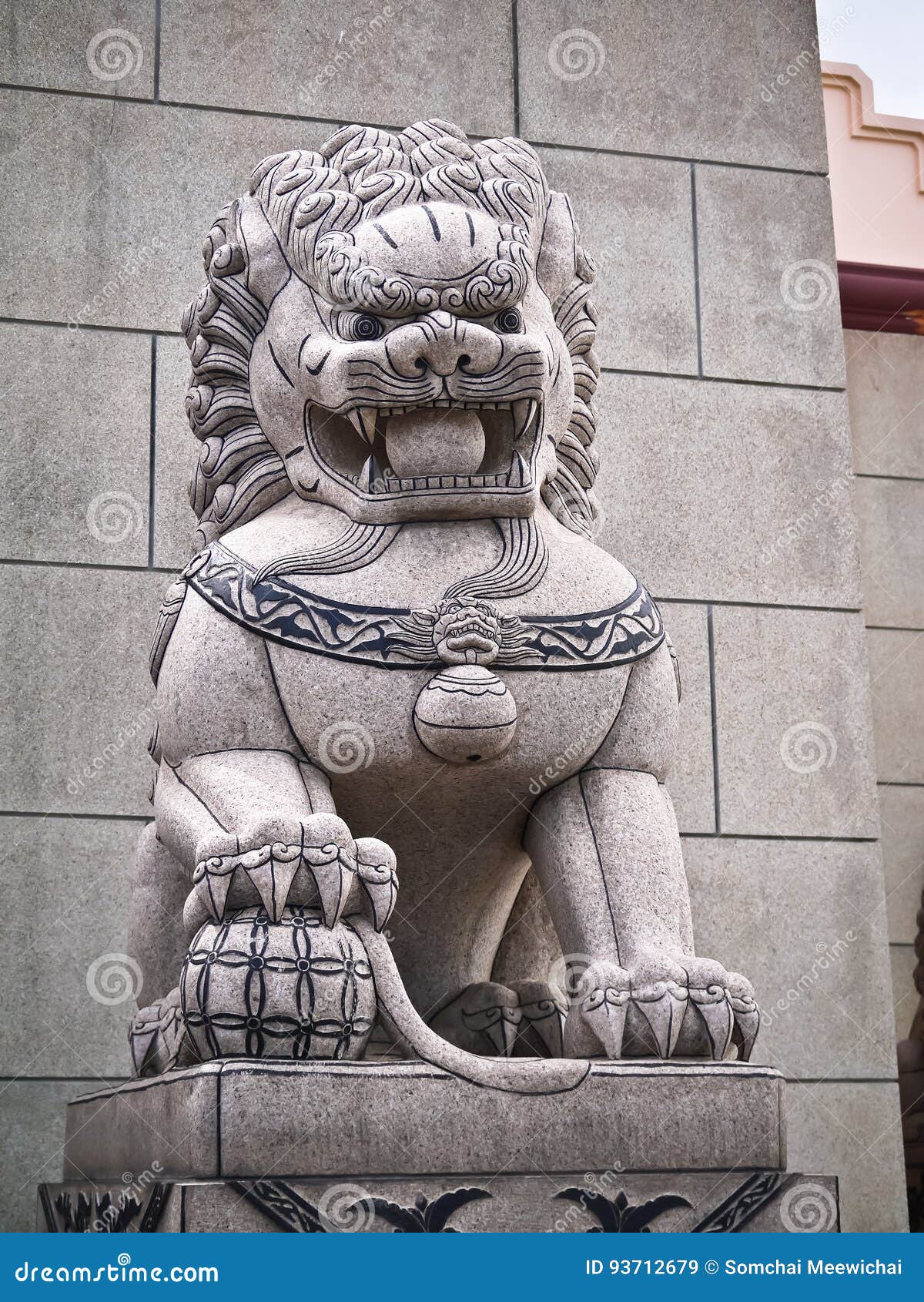 China Lion Statue with Marble and Stone Stock Image Image of dragon