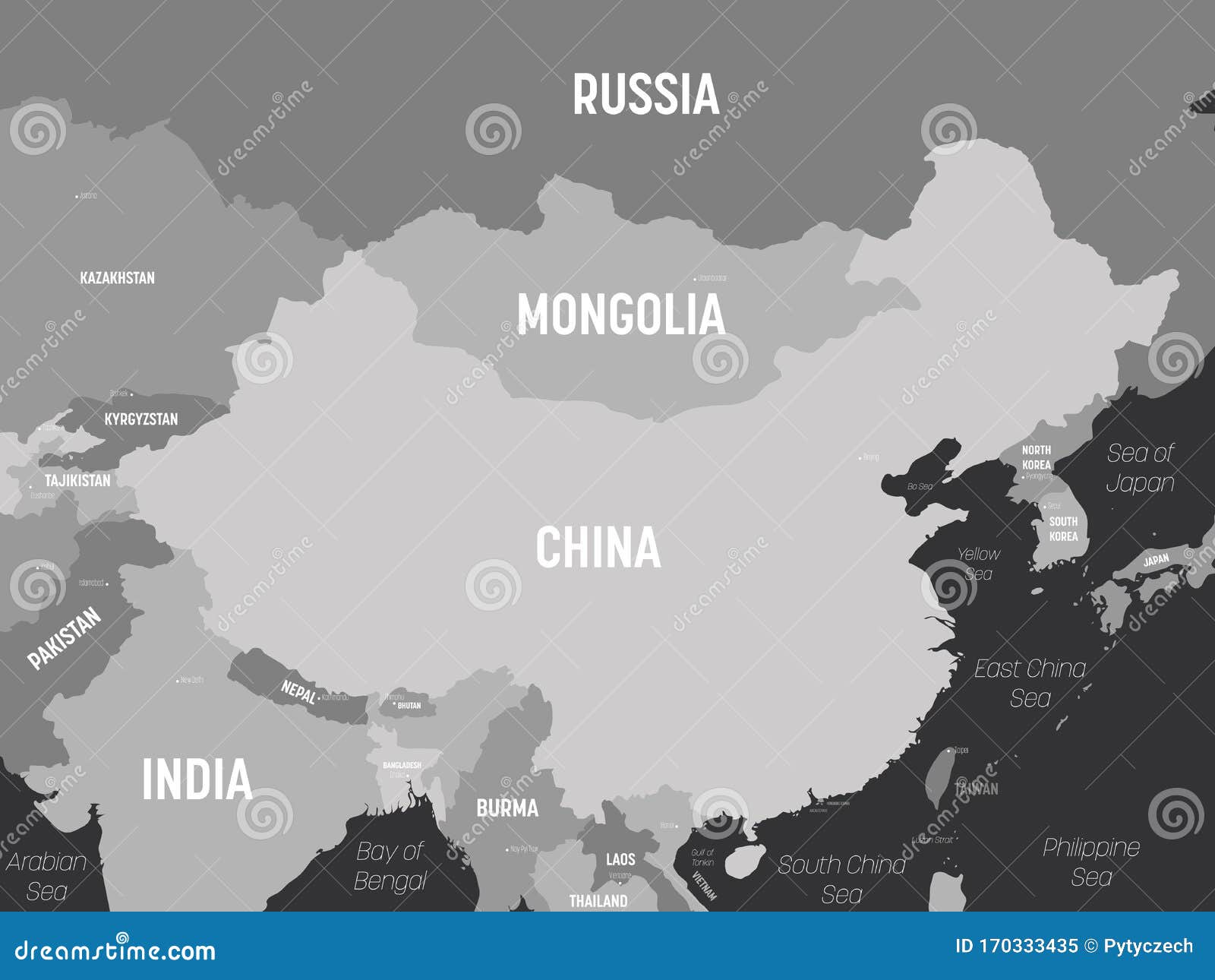 Карта России с соседними странами Монголия