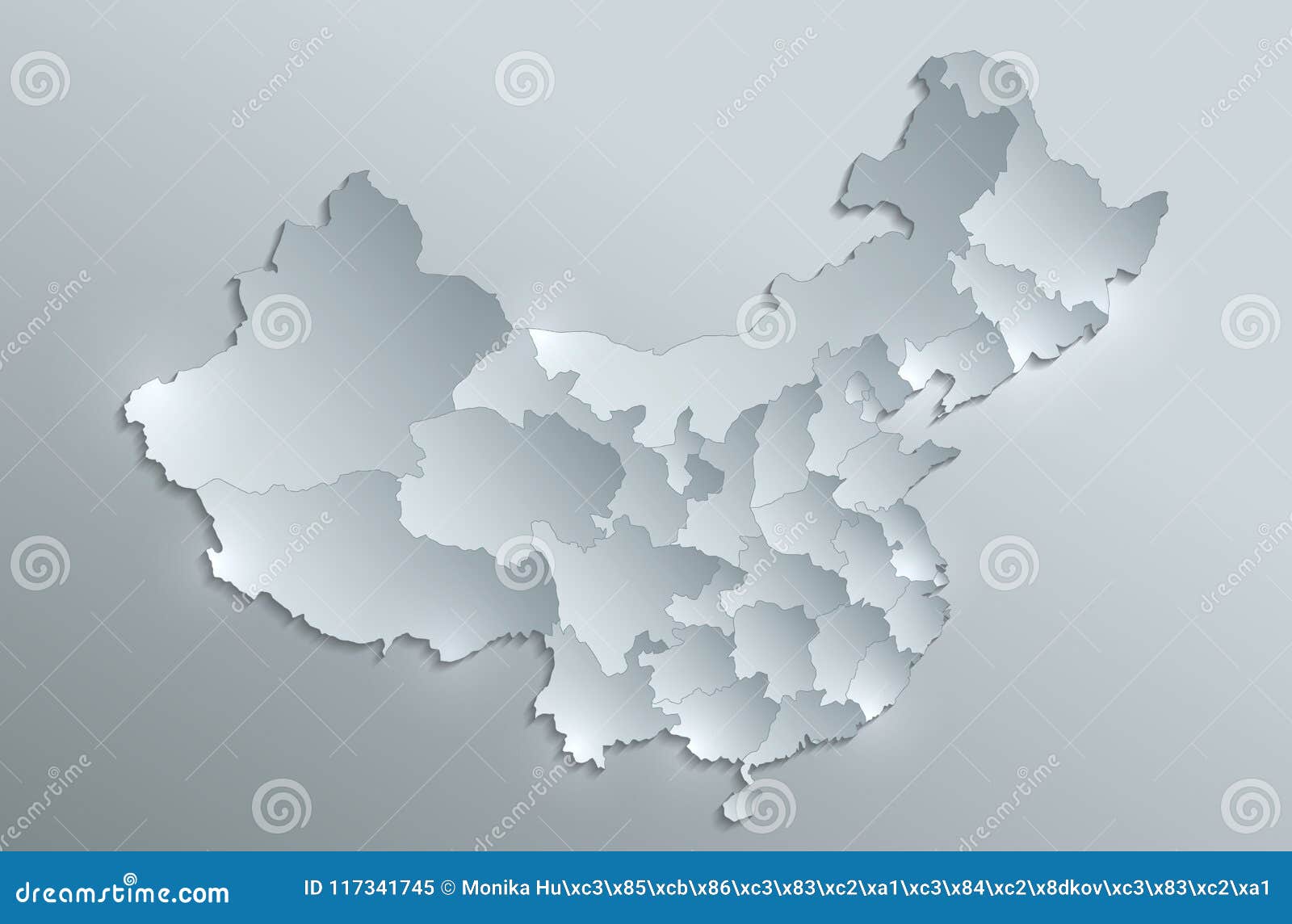 china map separate states individually glass card paper 3d blank