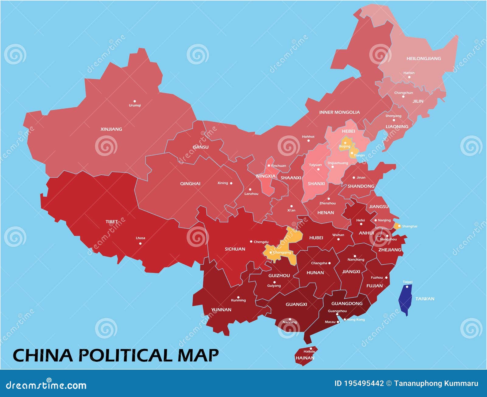 China, Political Map, Provinces, And Administrative Divisions RoyaltyFree Stock Photography