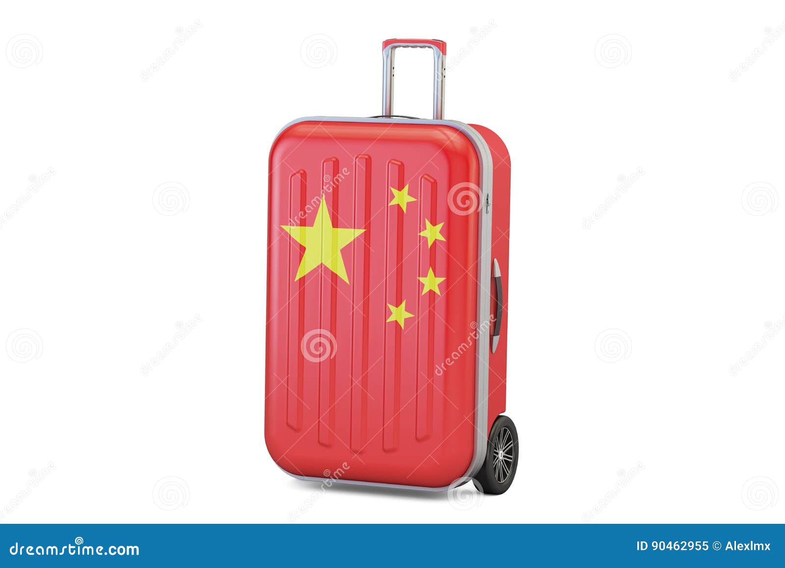 China Travel Concept, Suitcase with Chinese Flag. 3D Rendering Stock