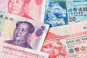 China Yuan RMB And Hong Kong Dollar HKD Banknotes Stock Photo Image 