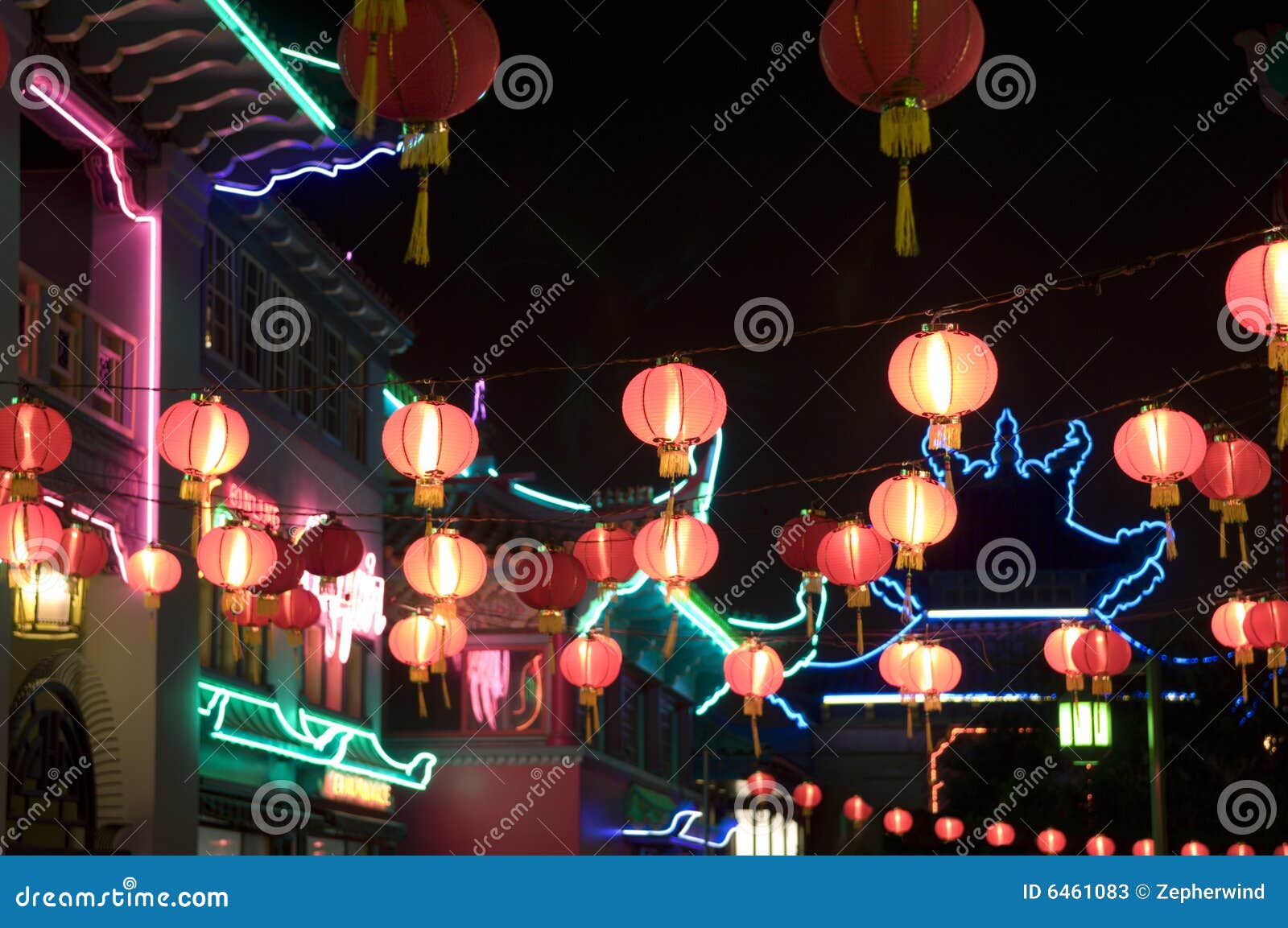 Chinatown lights stock image. Image of travel, buildings 6461083