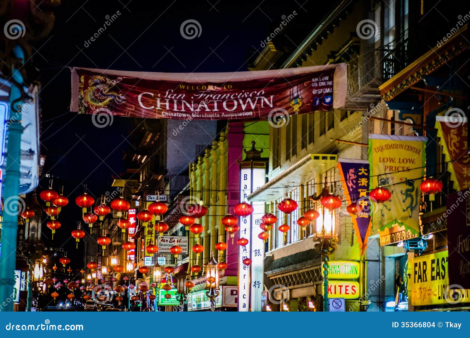 Chinatown night lights editorial stock image. Image of characters