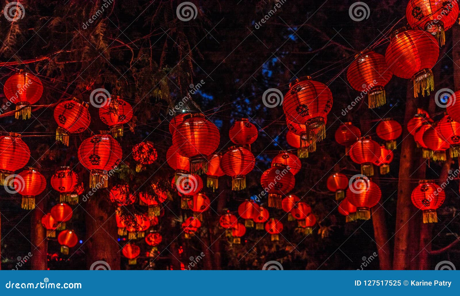 Chineese Lanterns at Gardens of Light, Montreal, Quebec, Canada. Stock