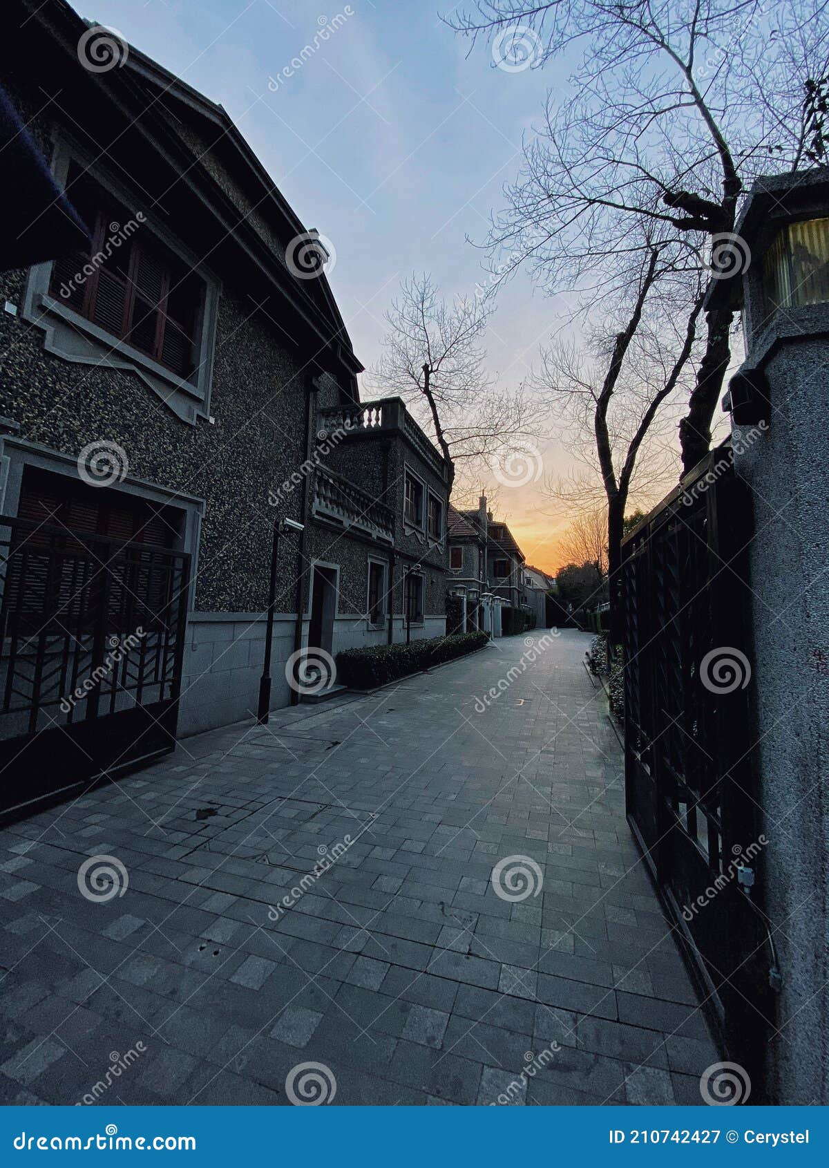 Silhouette of Chinese Ancient Buildings and Dusk Stock Image - Image of ...