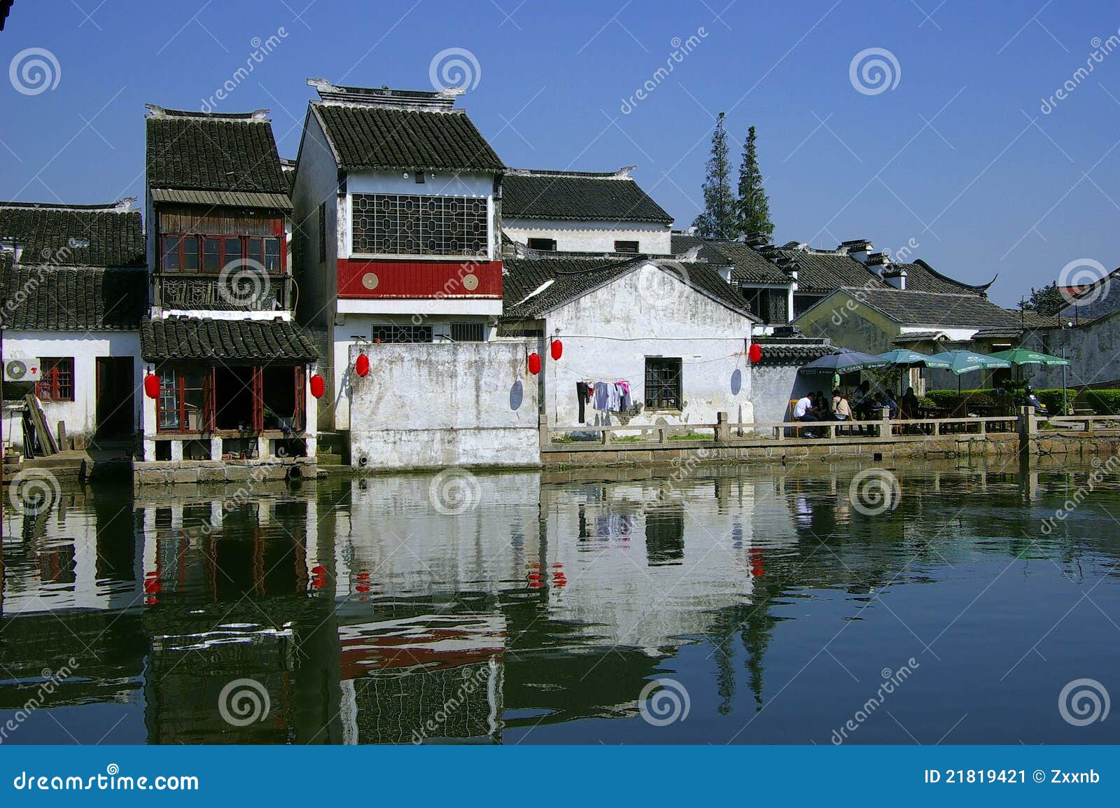 Chinese Ancient Town Tong Li Stock Image Image of willow, dwelling 21819421