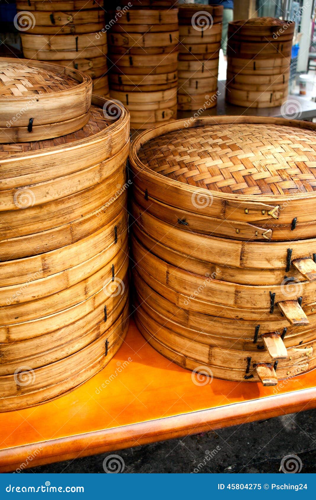Chinese bamboo steamers stock image. Image of food, asian 45804275