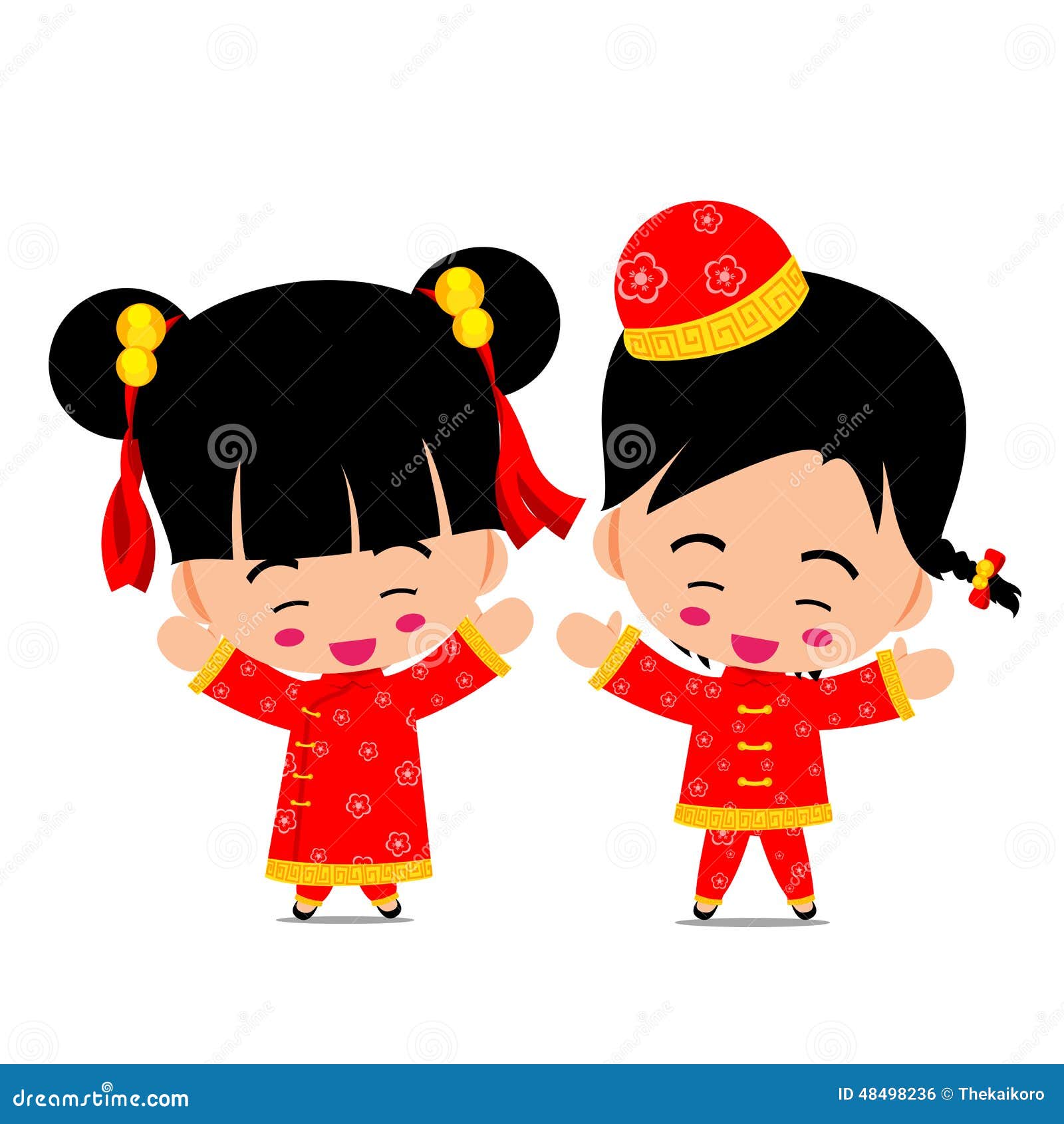 Chinese Boy And Girl For New Year Design And Decoration On 