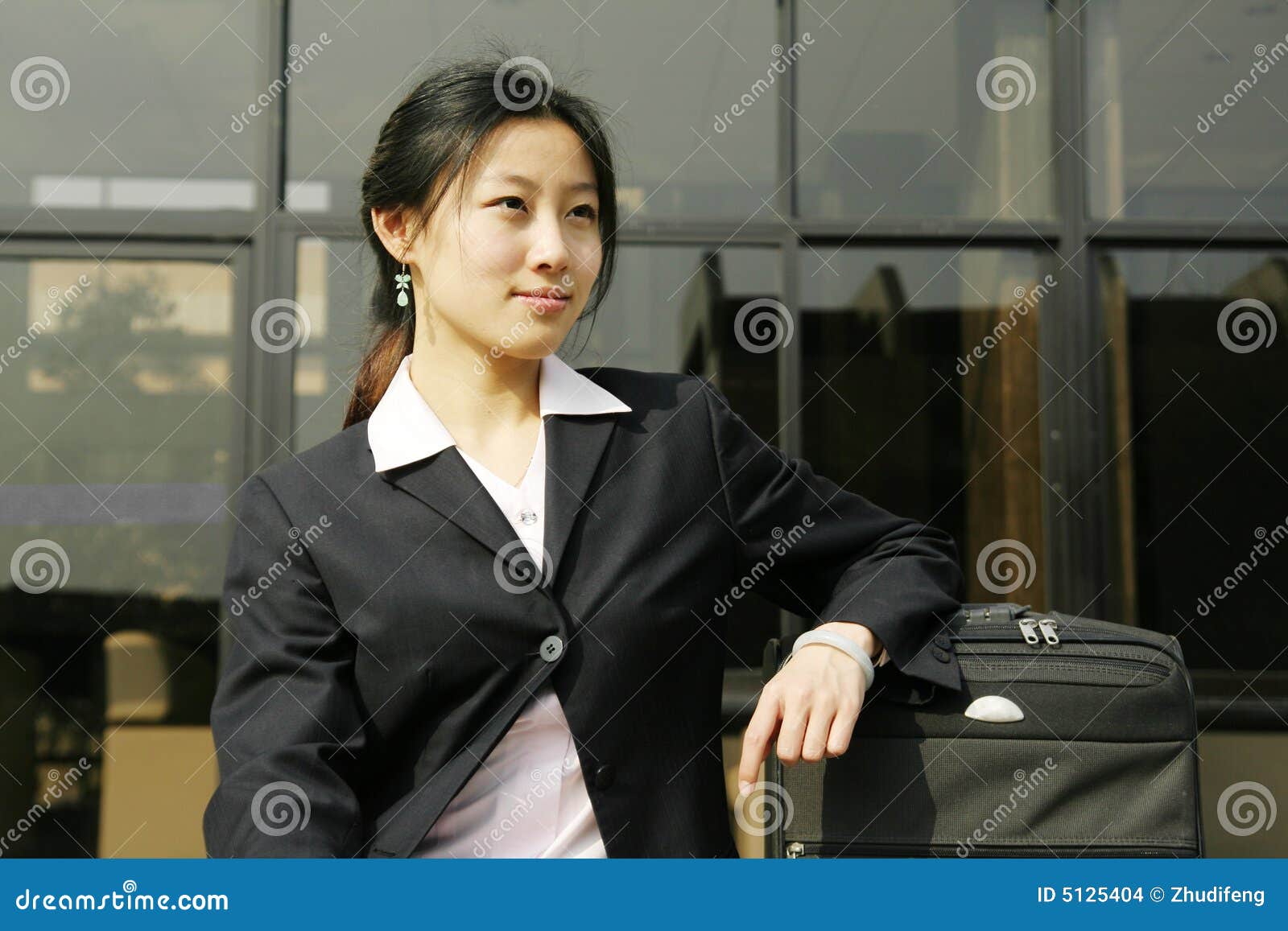 Chinese Business Women with Suitcase Stock Photo Image of hitchhiking