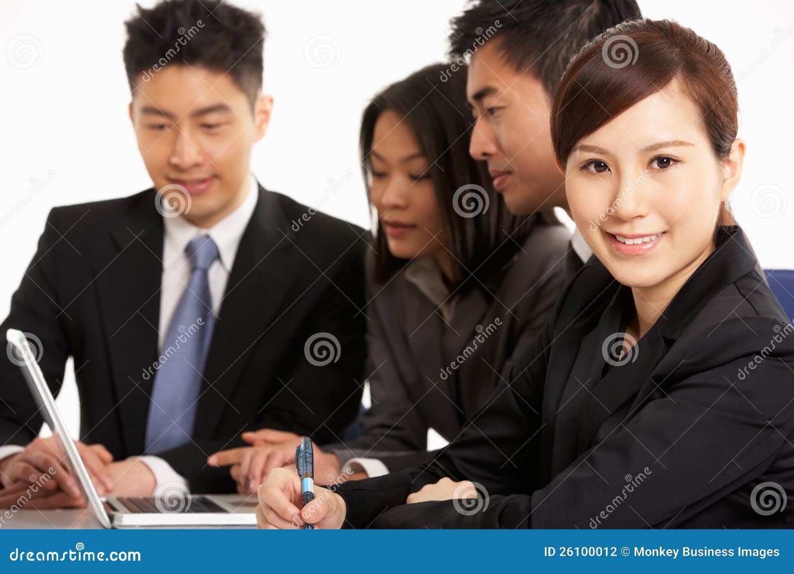 Chinese Businesspeople Having Meeting Stock Photo Image of handshake