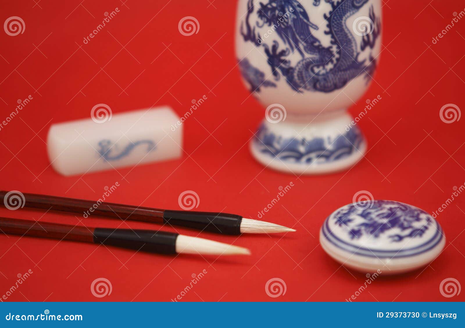 Chinese Calligraphy and Painting with Stationery Stock Photo Image of
