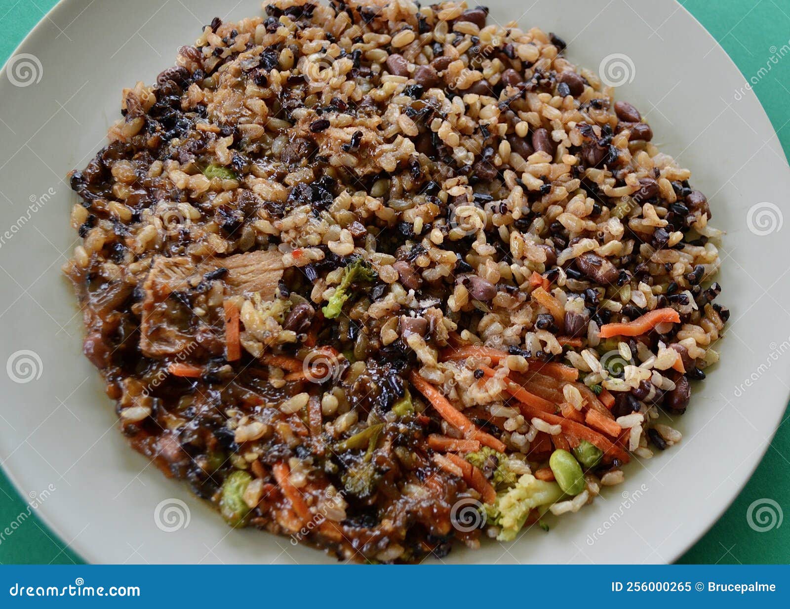 Chinese Style Chicken with Mixed Vegetables and Rice Stock Image