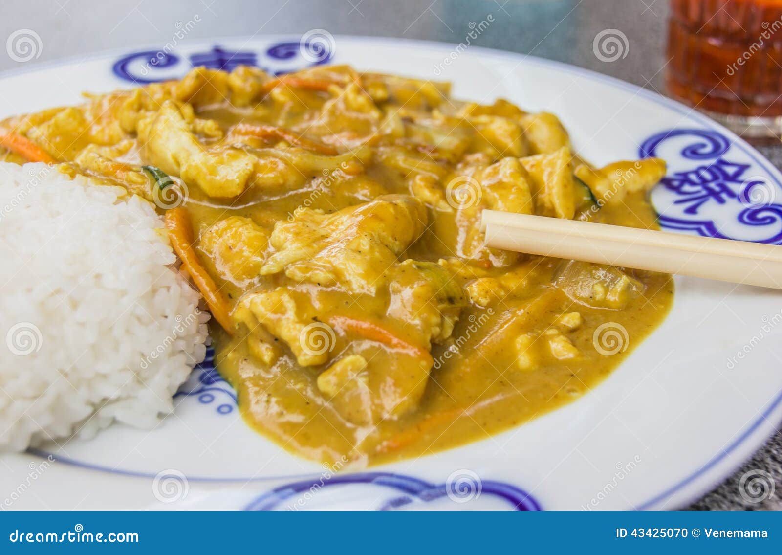 Chinese Chicken in Peanut Sauce, Served with Rice Stock Photo Image of food, plate 43425070