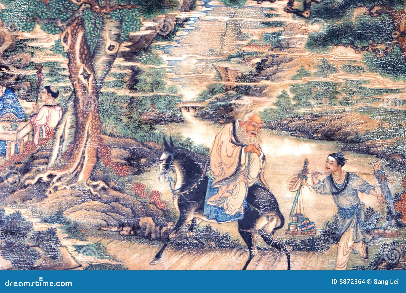 Chinese classical painting stock illustration. Illustration of mountain