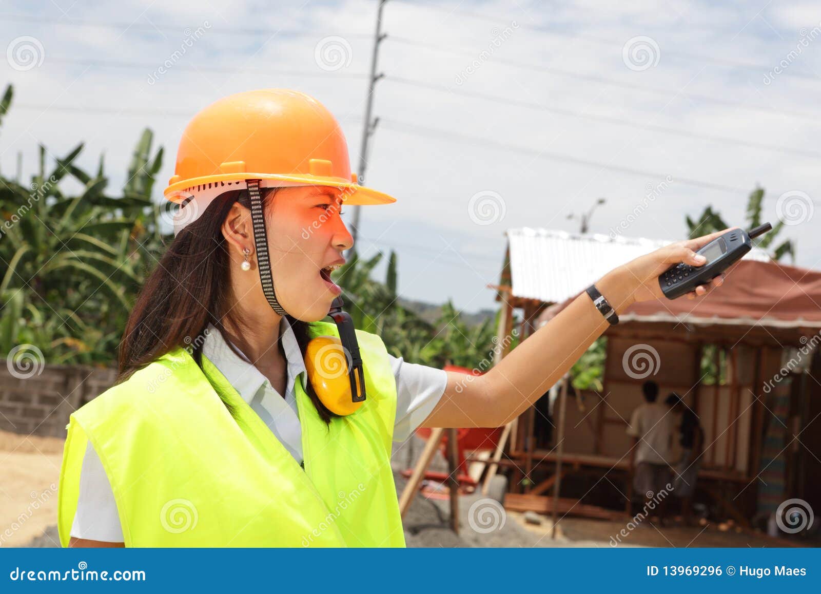 chinese construction engineer directing