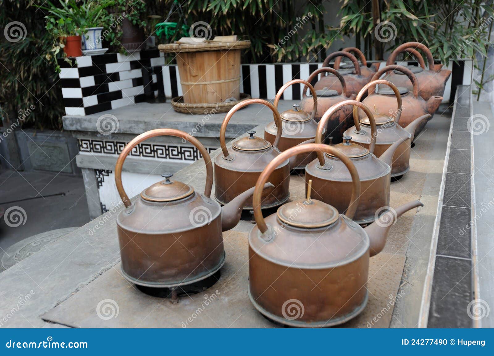 Chinese copper kettle stock photo. Image of lines, object 24277490