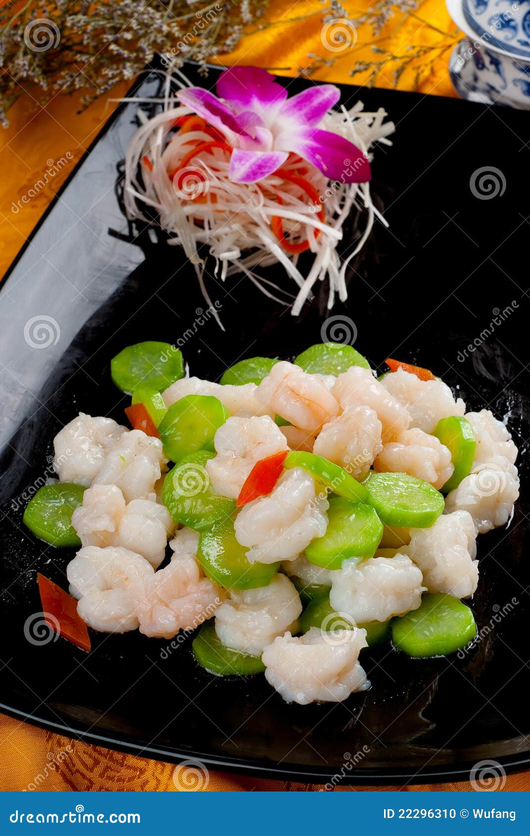 Chinese Cuisine - Fried Shrimp Stock Photo - Image of diet, vegetables