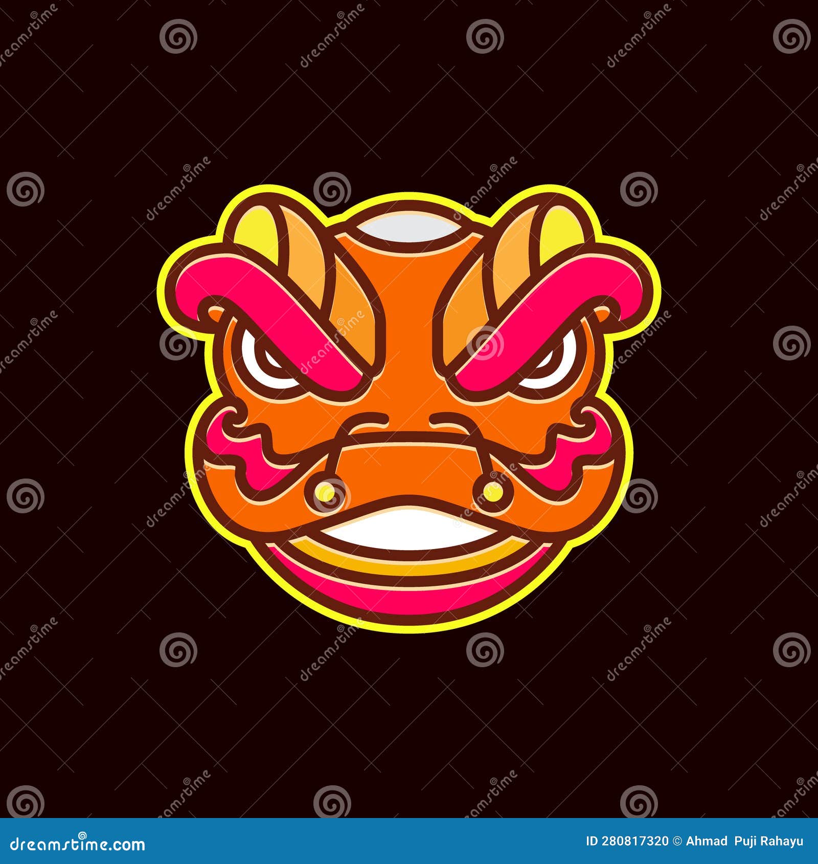 chinese culture festival lion dance head art colorful minimal modern logo  