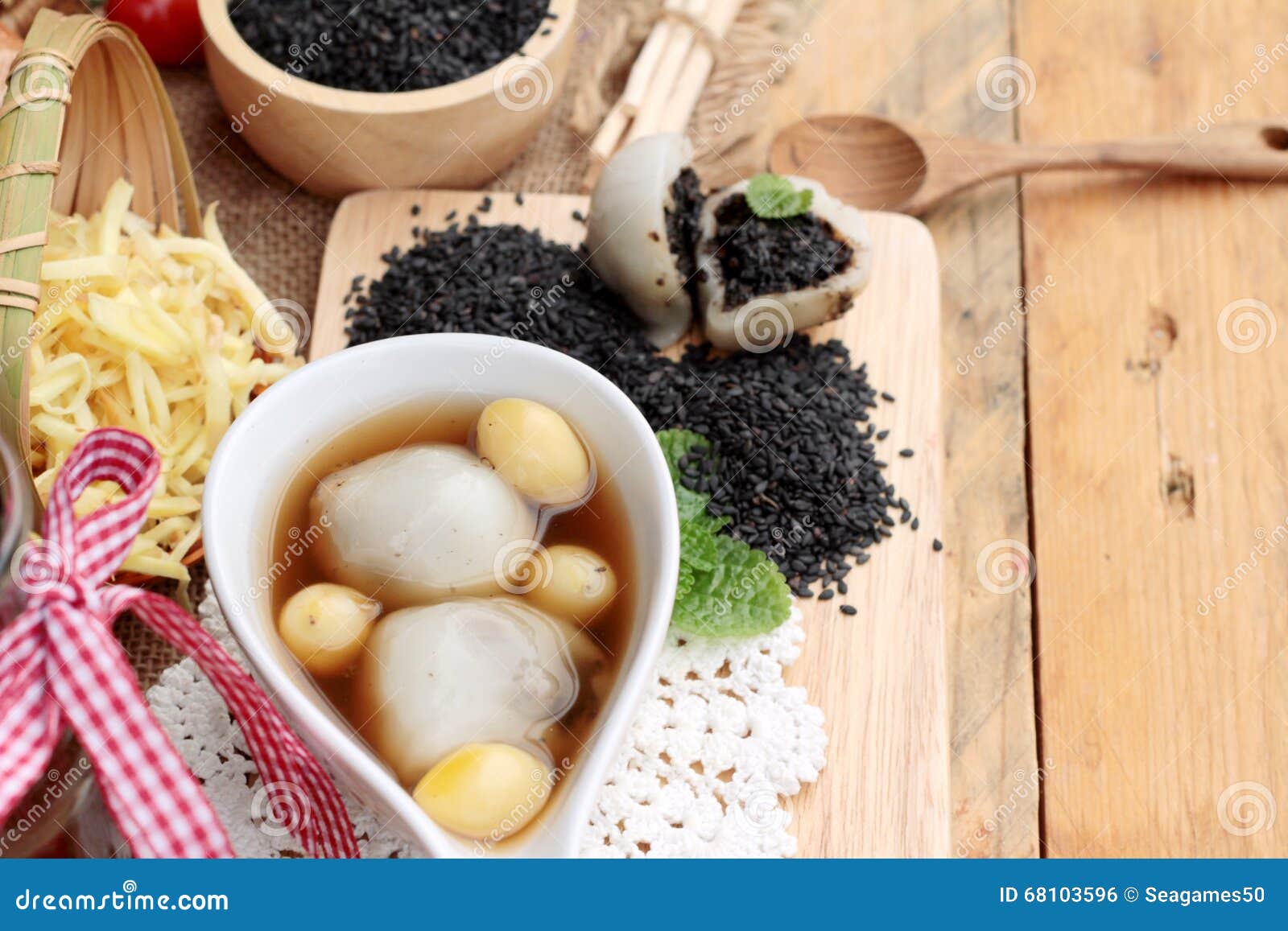 Chinese Dessert ,glutinous Rice Balls in Ginger Soup. Stock Photo