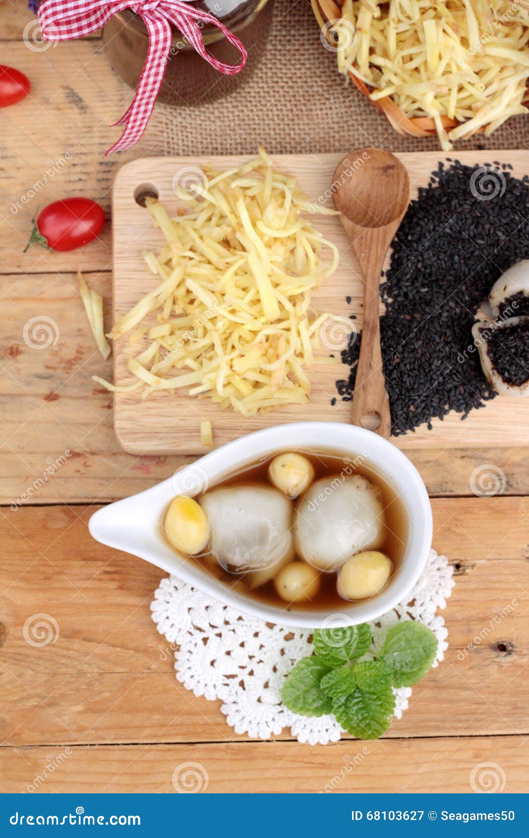 Chinese Dessert ,glutinous Rice Balls in Ginger Soup. Stock Image