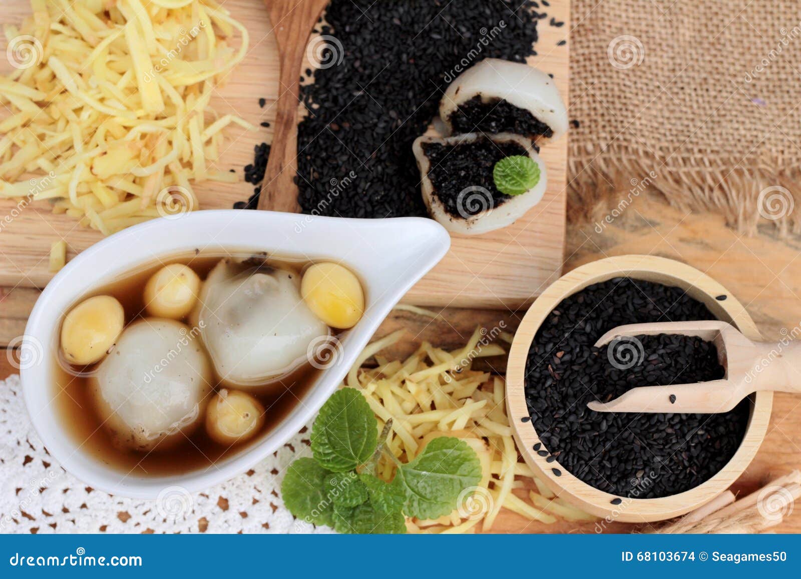 Chinese Dessert ,glutinous Rice Balls in Ginger Soup. Stock Photo
