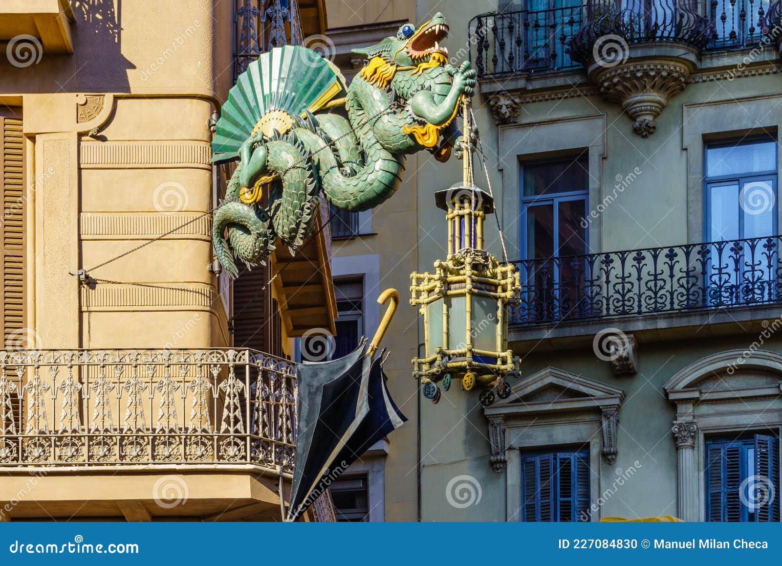 chinese dragon in the casa bruno cuadros, house of umbrellas a house built by josep vilaseca and an old umbrella shop, an example