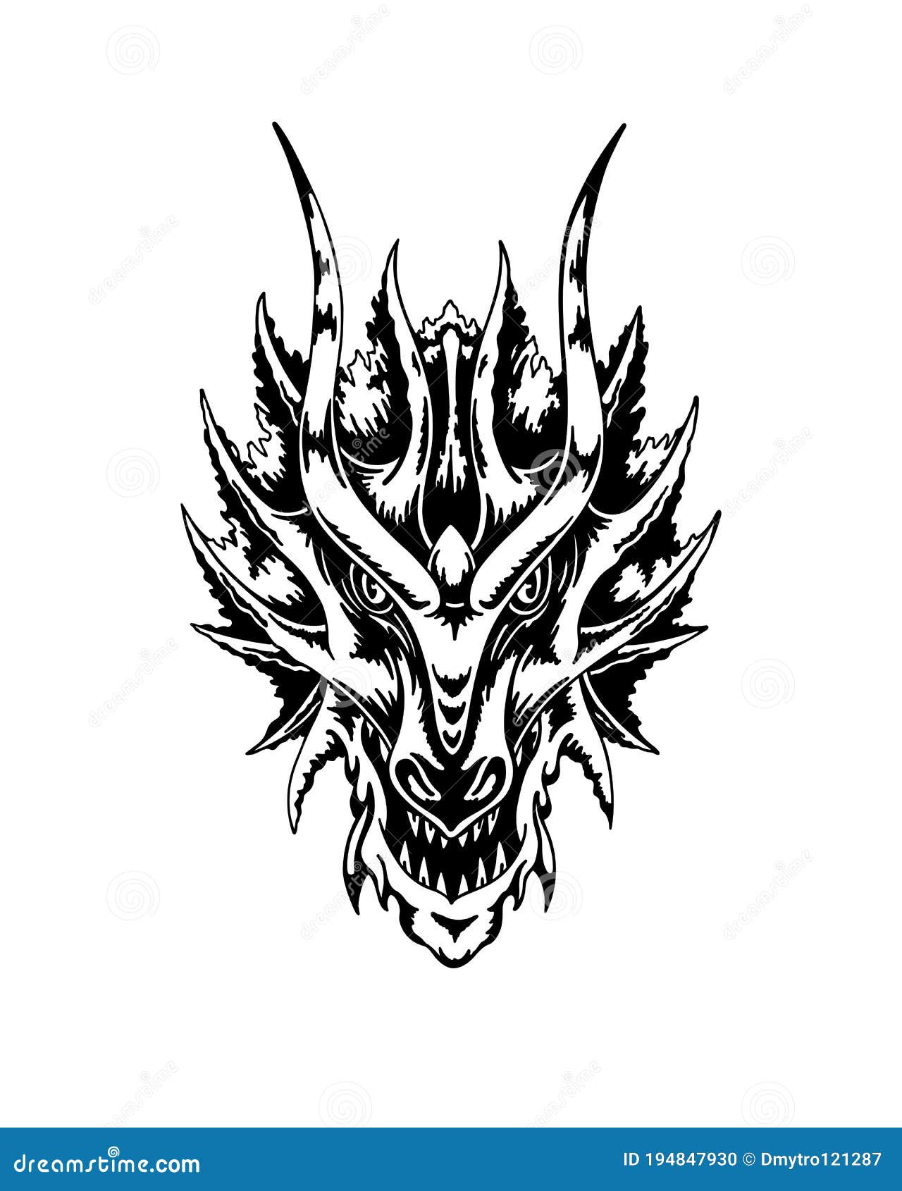 Chinese Dragon Head. Hand Drawn Vector Illustration Stock Vector ...