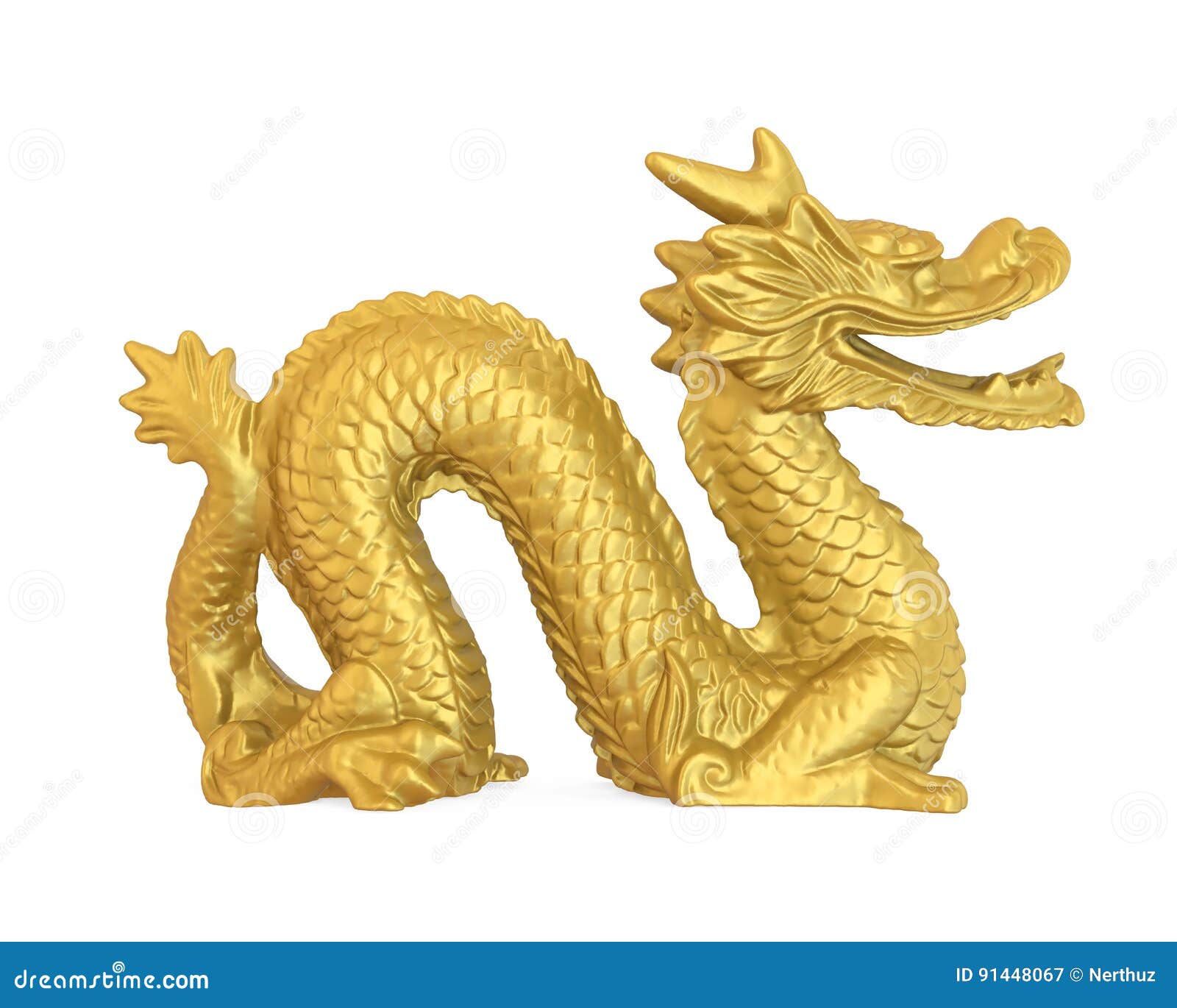 Chinese Statue Of The Dragon Guardian. Foo Dog. Asia. Watercolor. China