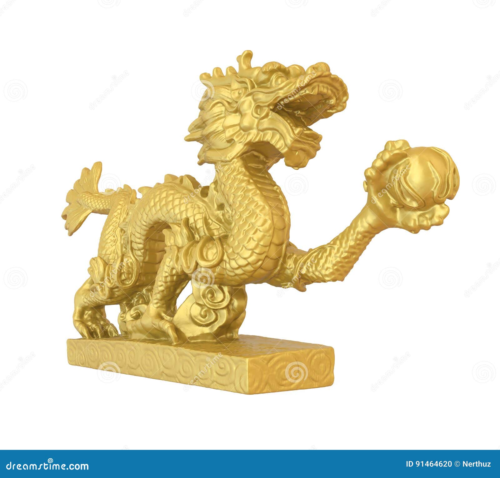 Chinese Statue Of The Dragon Guardian. Foo Dog. Asia. Watercolor. China