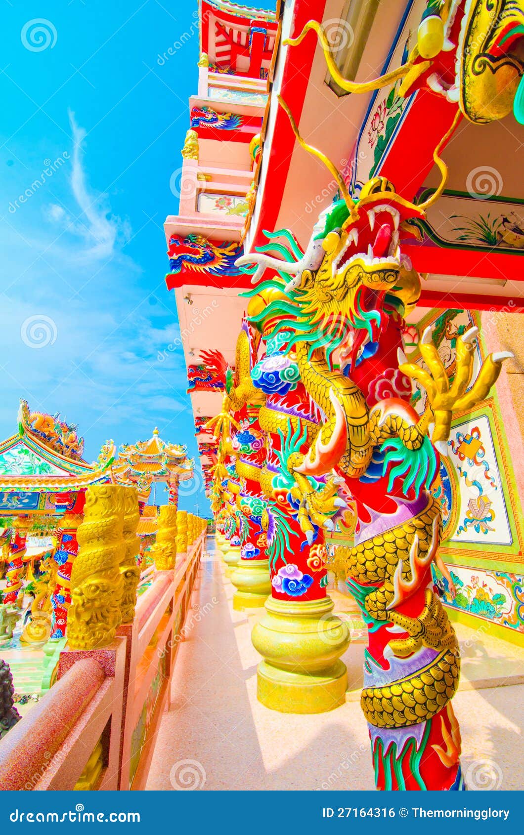 Chinese Dragon Statues Around the Pole Stock Photo Image of detail