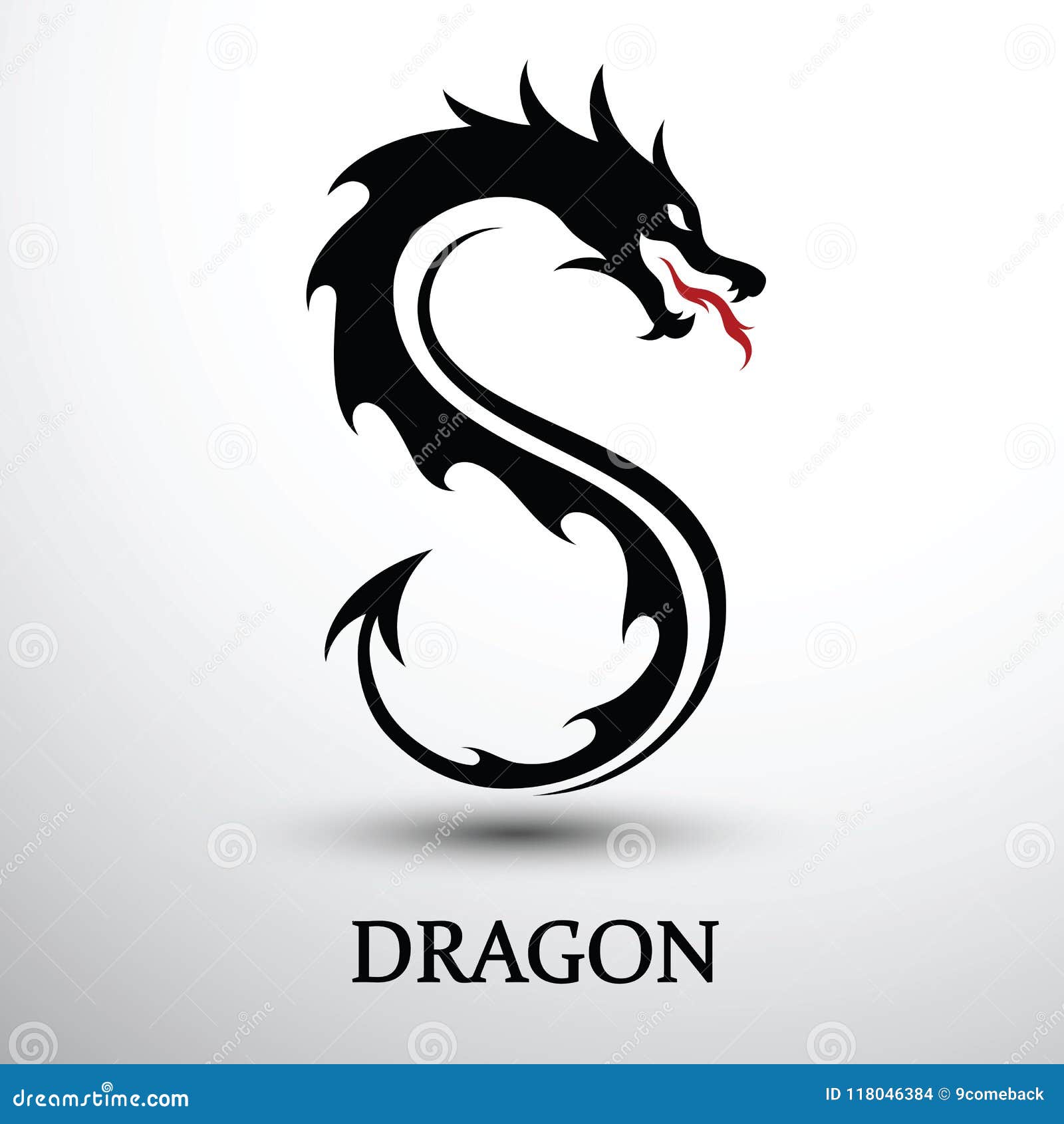 Flying Chinese Dragon Black Silhouette Art Vector Illustration Stock  Illustration - Download Image Now - iStock