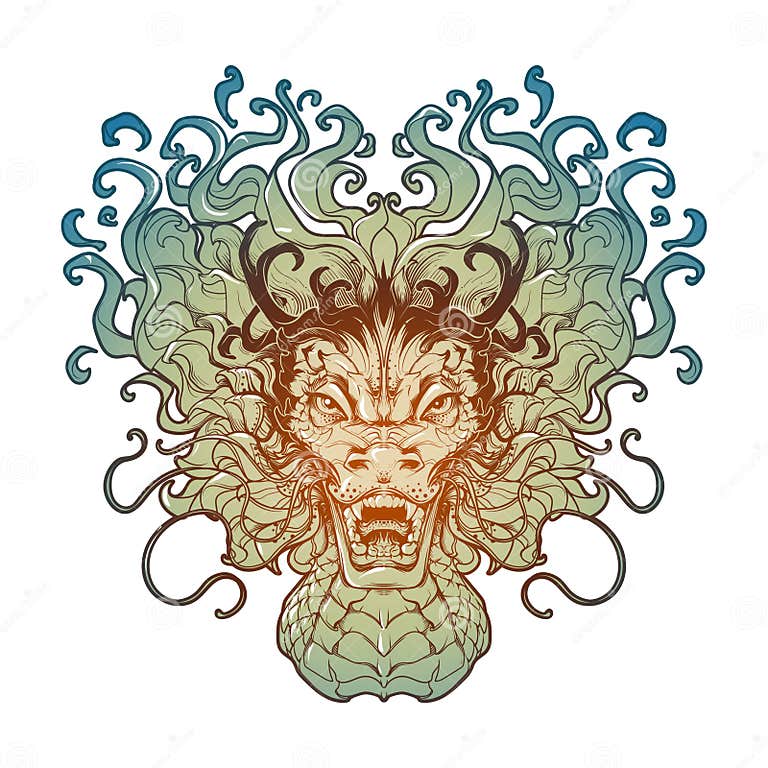 Chinese Dragon. Zodiac Symbol of the New Year 2024. Color Stock