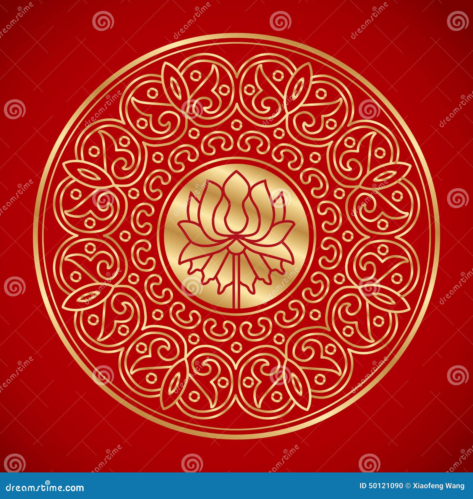 Chinese element of lotus. stock vector. Illustration of fashioned