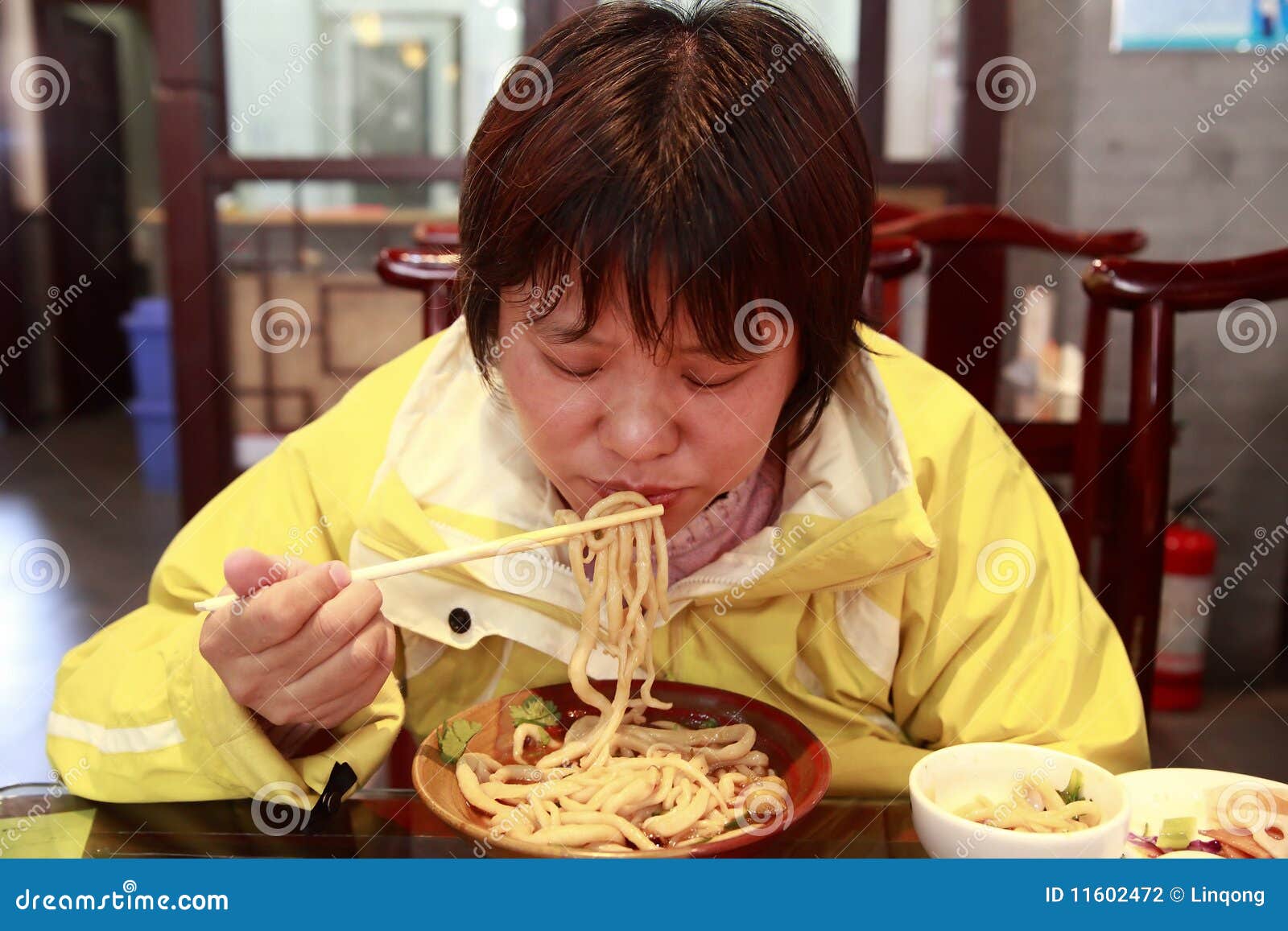 Chinese Female Eating Noodles Stock Photo Image of spaghetti,
