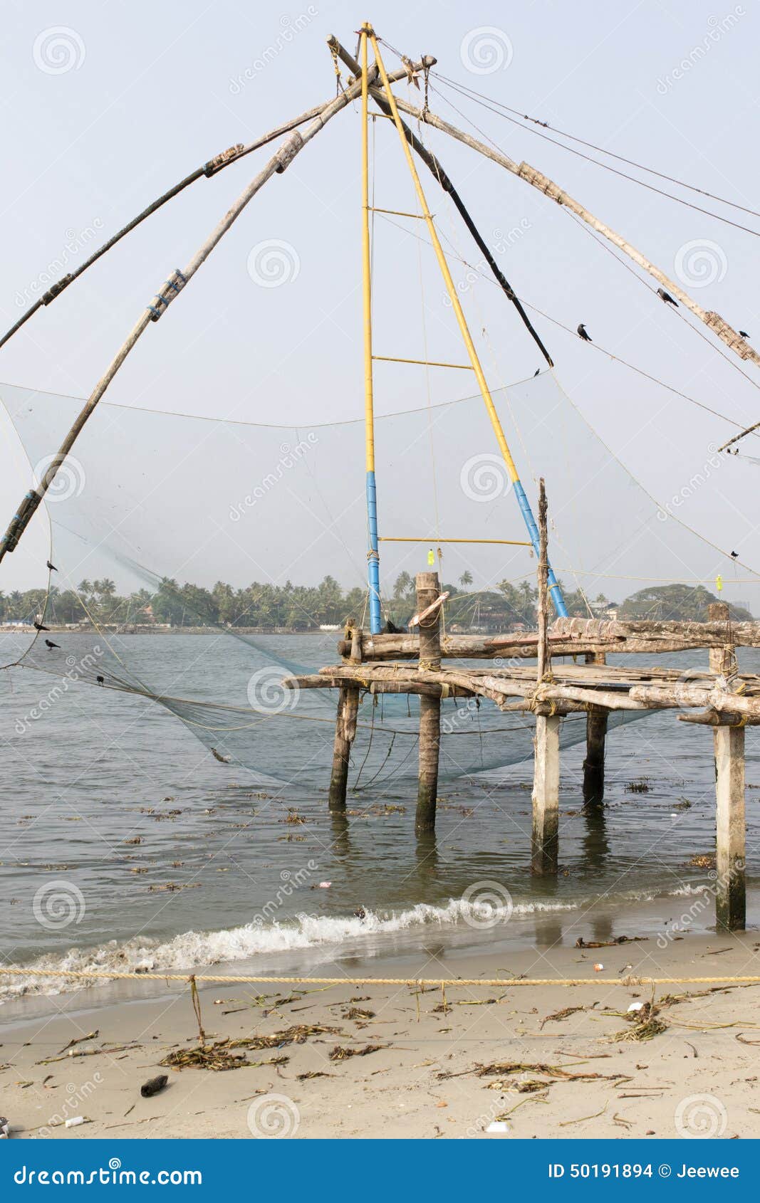 The Big Fish Lift Nets in Lake Stock Image - Image of white