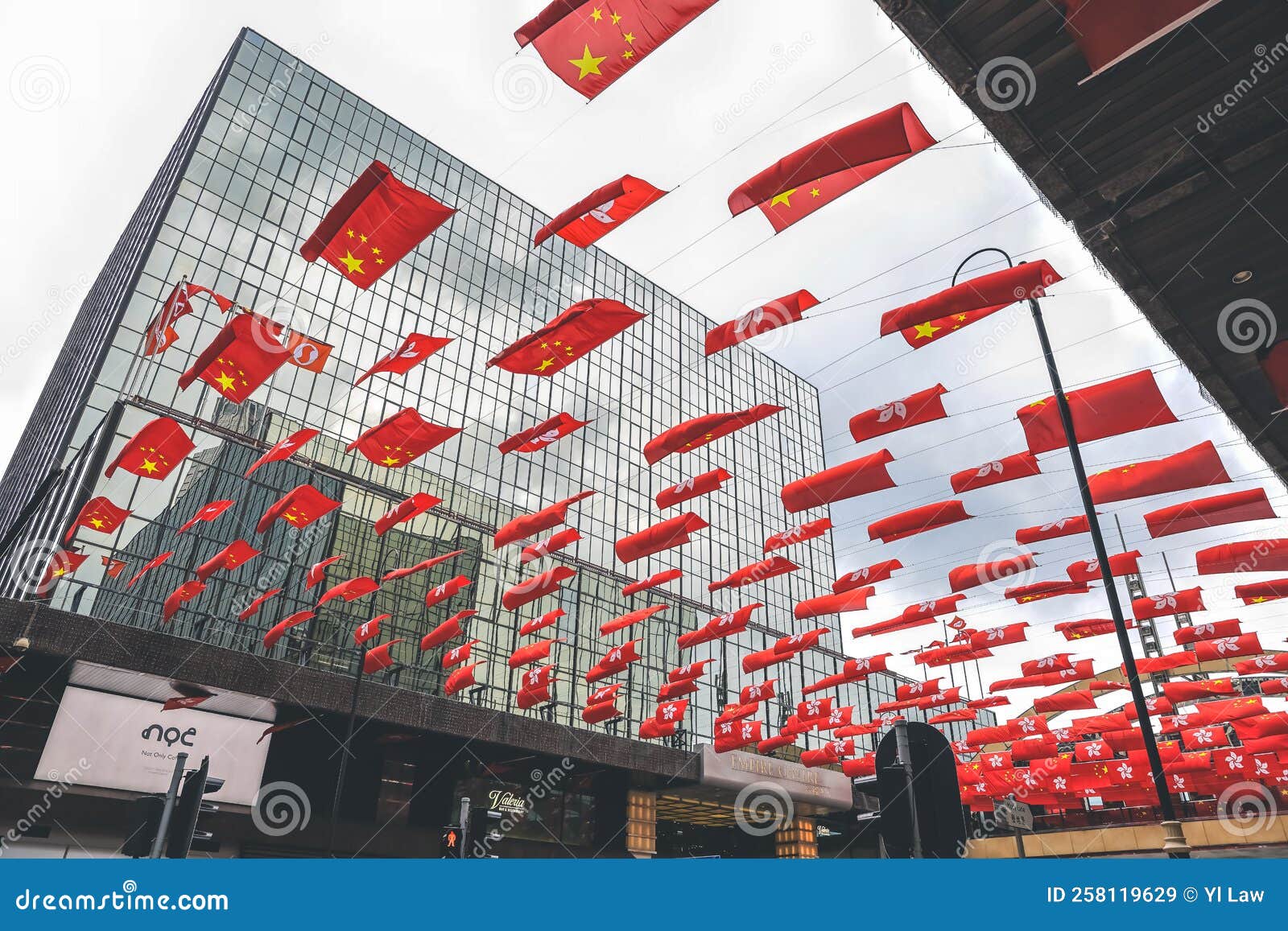A Chinese Flags Hanging the Building, HK 1 OCT 2022 Editorial Stock