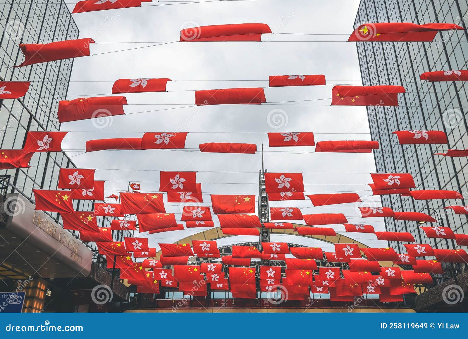 A Chinese Flags Hanging the Building, HK 1 OCT 2022 Editorial Stock