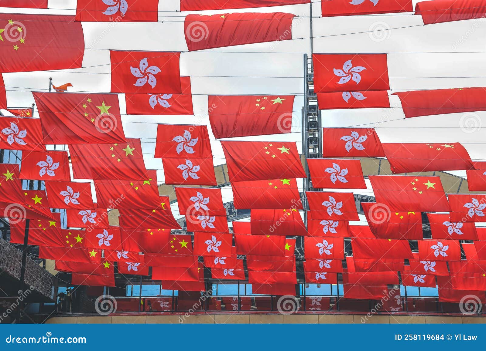 A Chinese Flags Hanging the Building, HK 1 OCT 2022 Editorial Stock