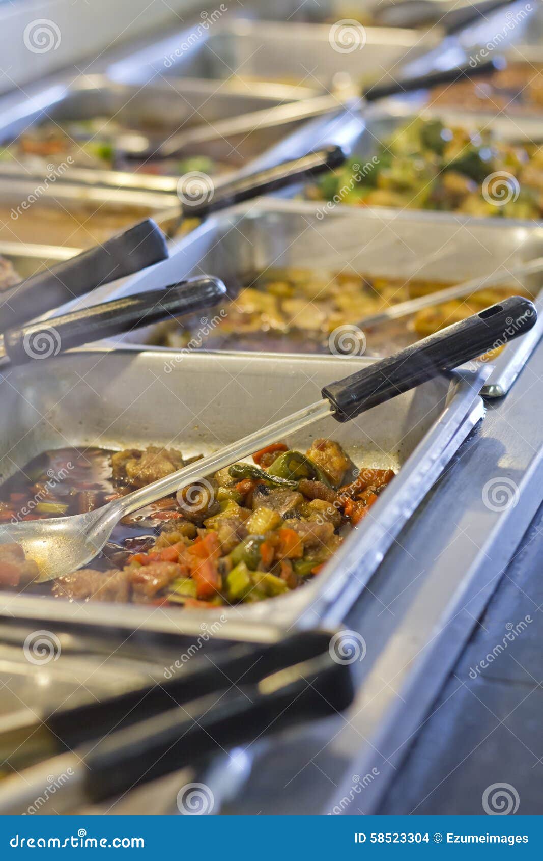 Chinese Food Buffet Tray stock photo. Image of meat, 58523304