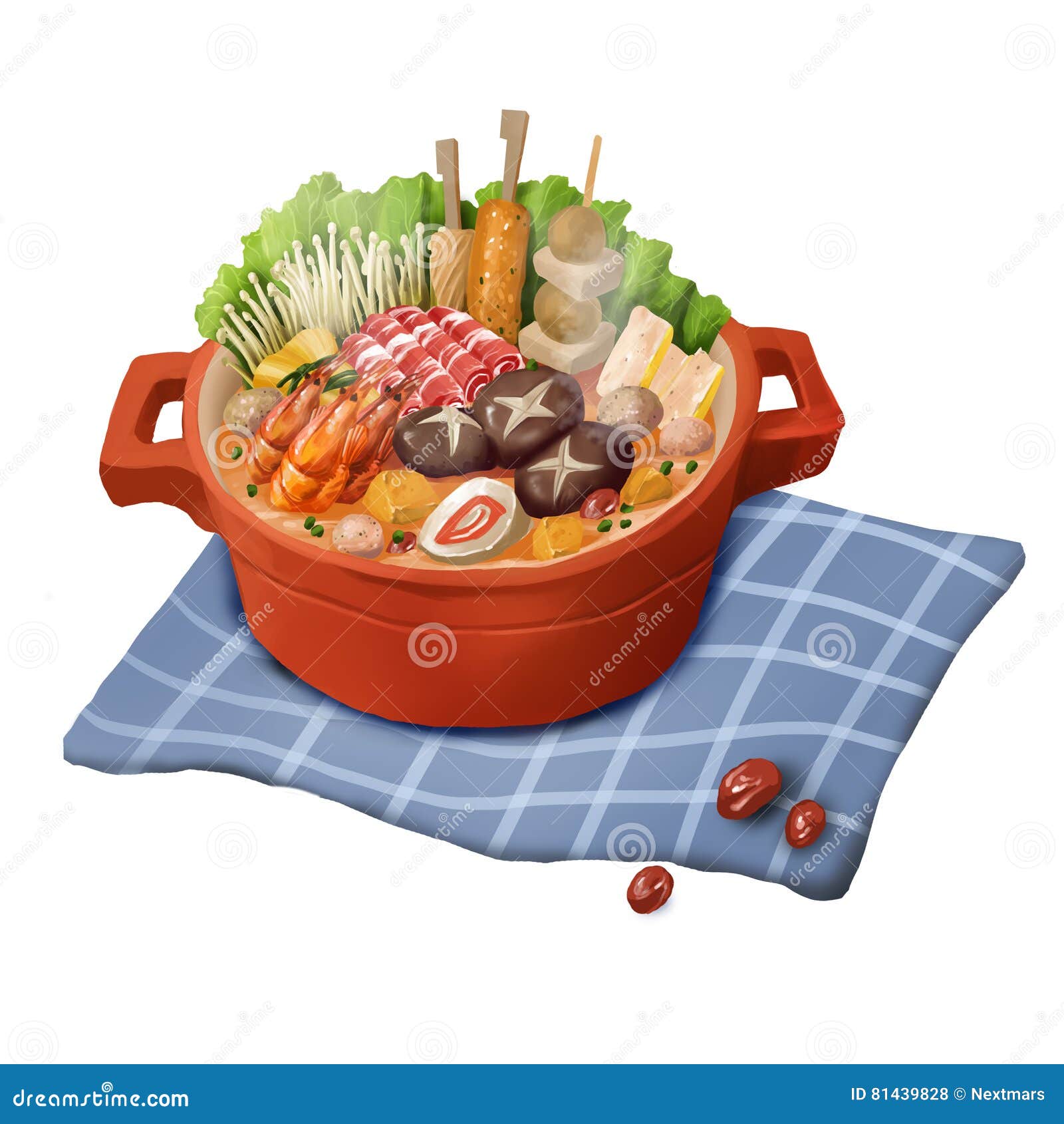 Vegetable Soup With Chop On White Dish. Royalty-Free Stock Image