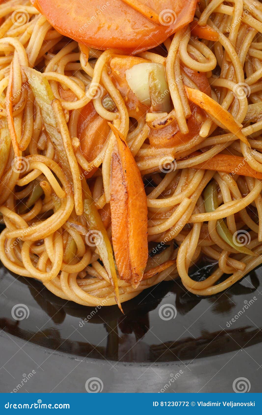Chinese Food. Spaghetti with Tomatoes Stock Photo Image of asian