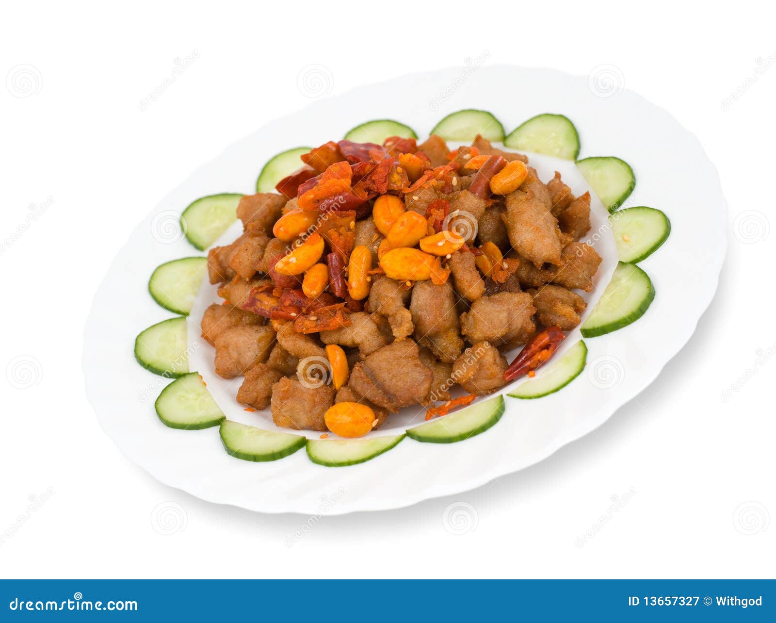 Chinese Food. Spicy Pork with Peanuts Stock Image Image of dish