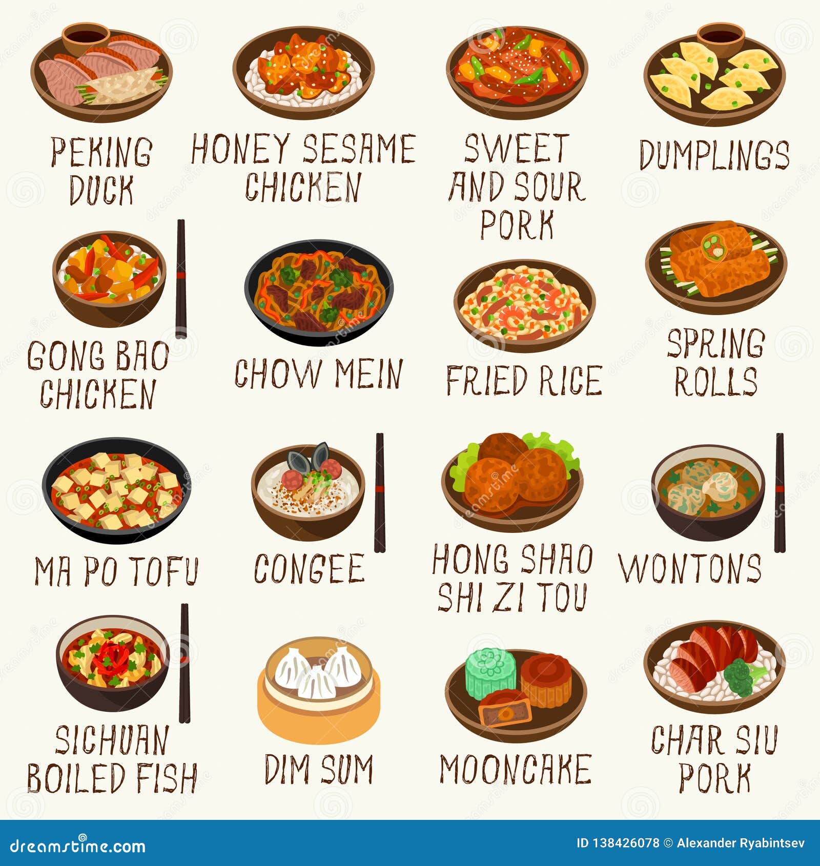 Chinese Food Vector Illustration Set Stock Vector Illustration Of