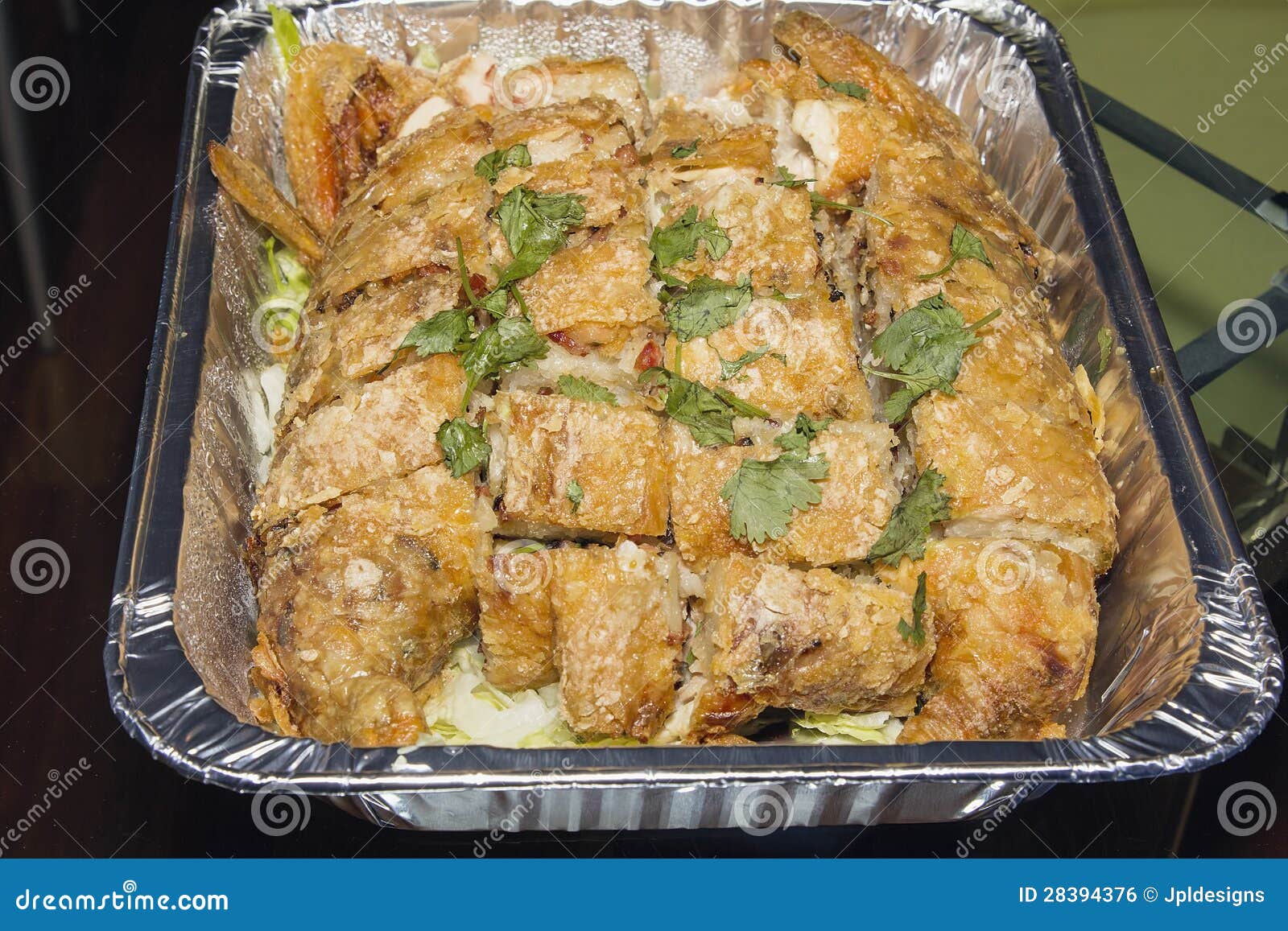 Chinese Fried Whole Chicken Stuffed with Glutinous Rice Stock Photo