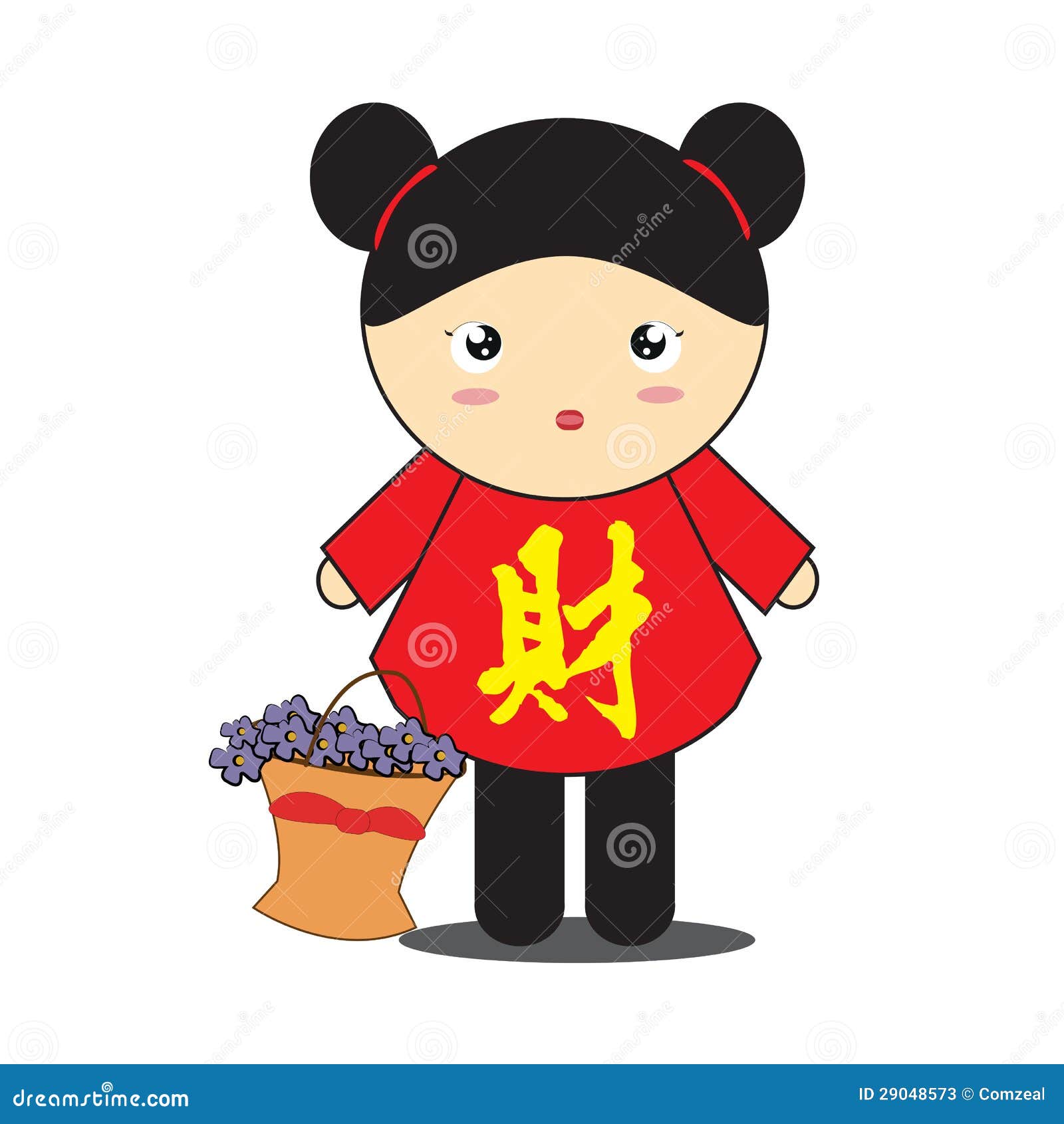 Chinese girl cartoon stock illustration. Illustration of adorable - 29048573