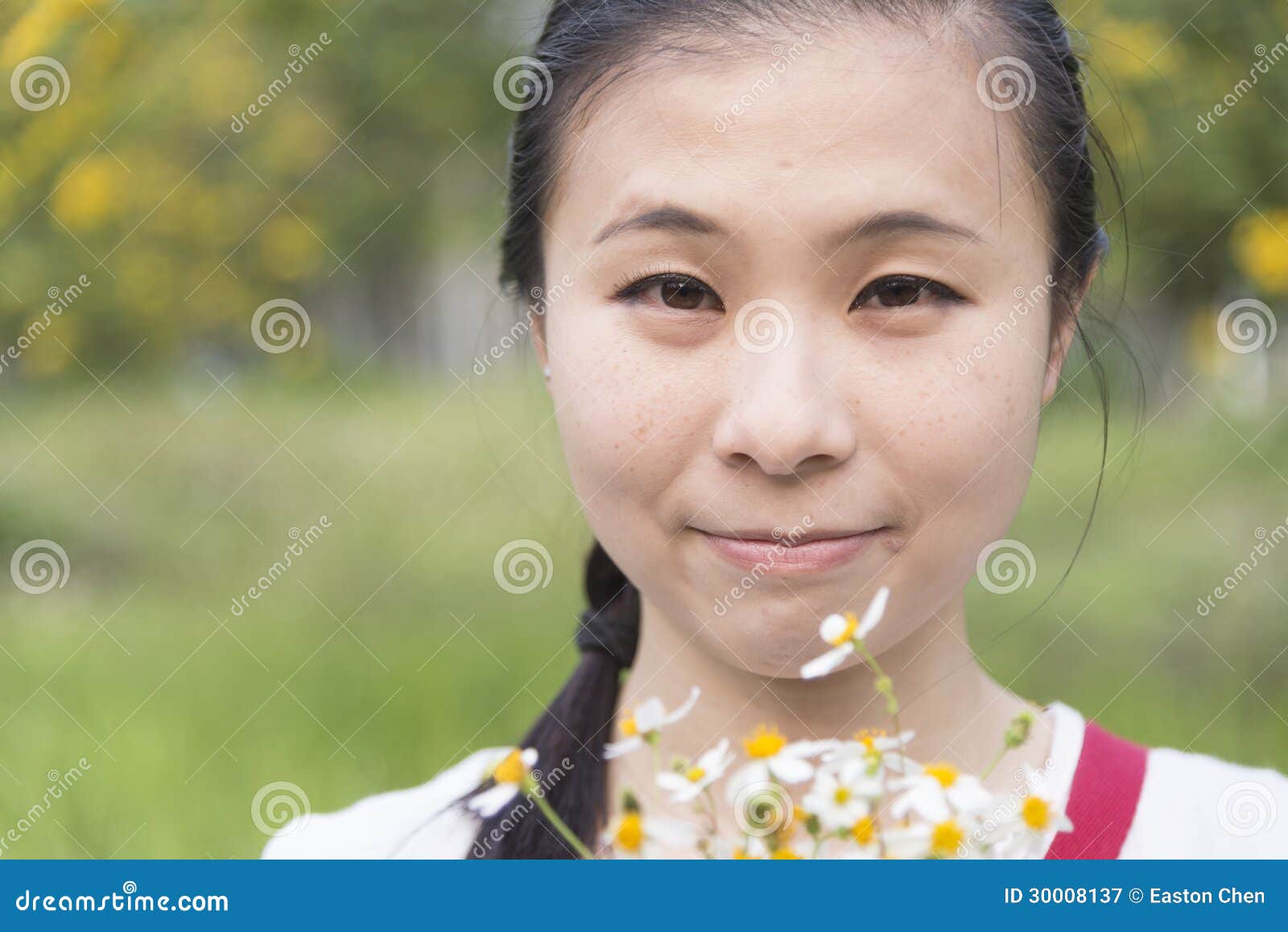 The girl holding flowers stock image. Image of people 30008137